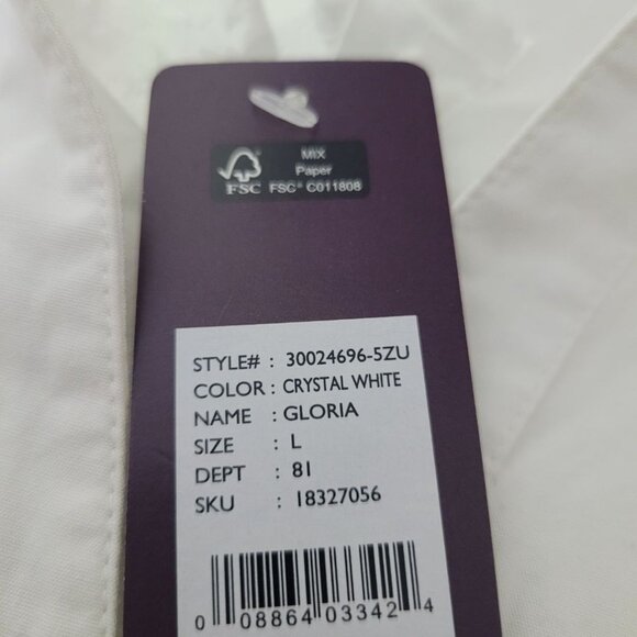 Gloria Vanderbilt Embroidered Button Down Shirt‎ White Pink Floral Womens Large - Picture 8 of 12